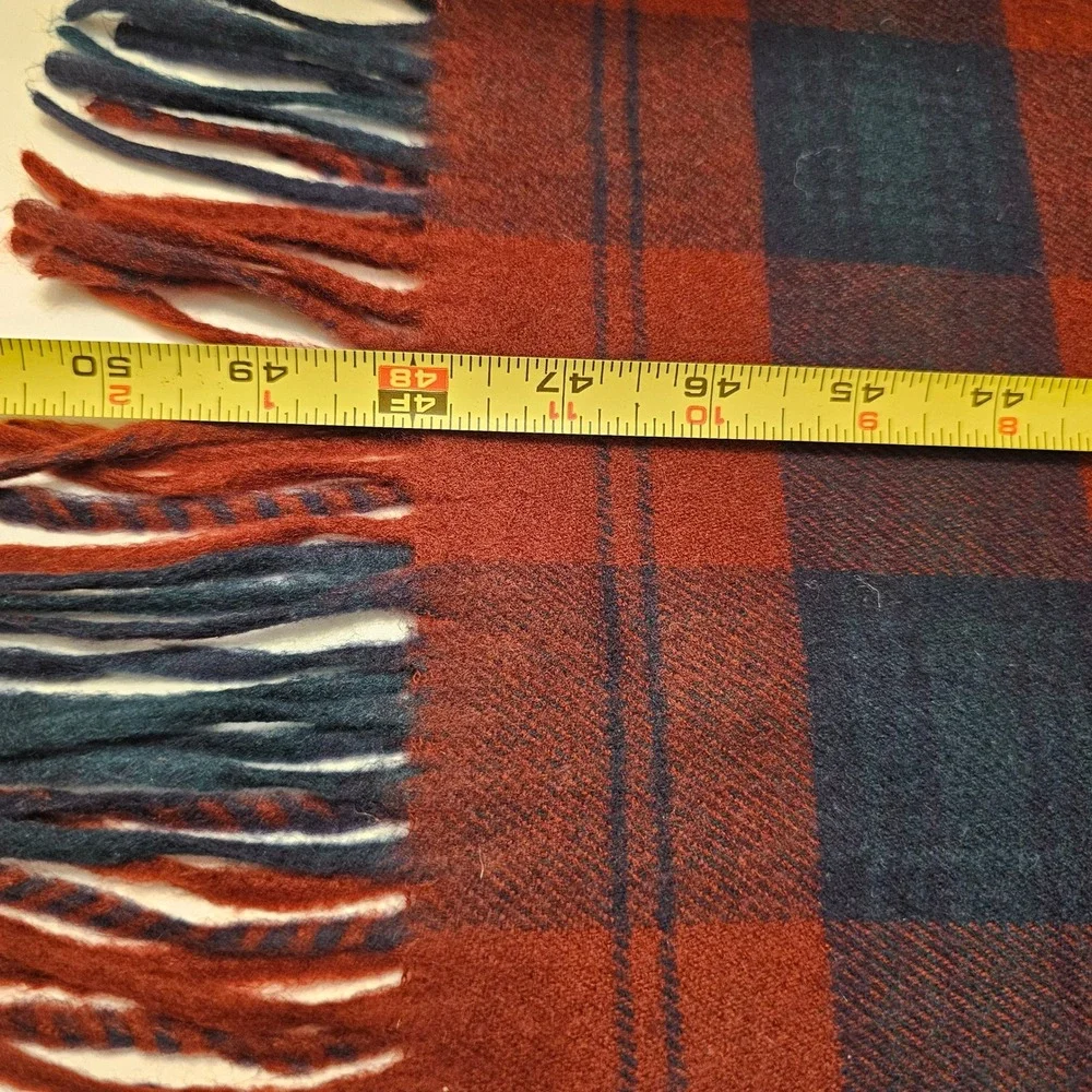 Christian Dior Monsieur Vintage Scarf Red Navy Plaid Cashmaire Acrylic Japan